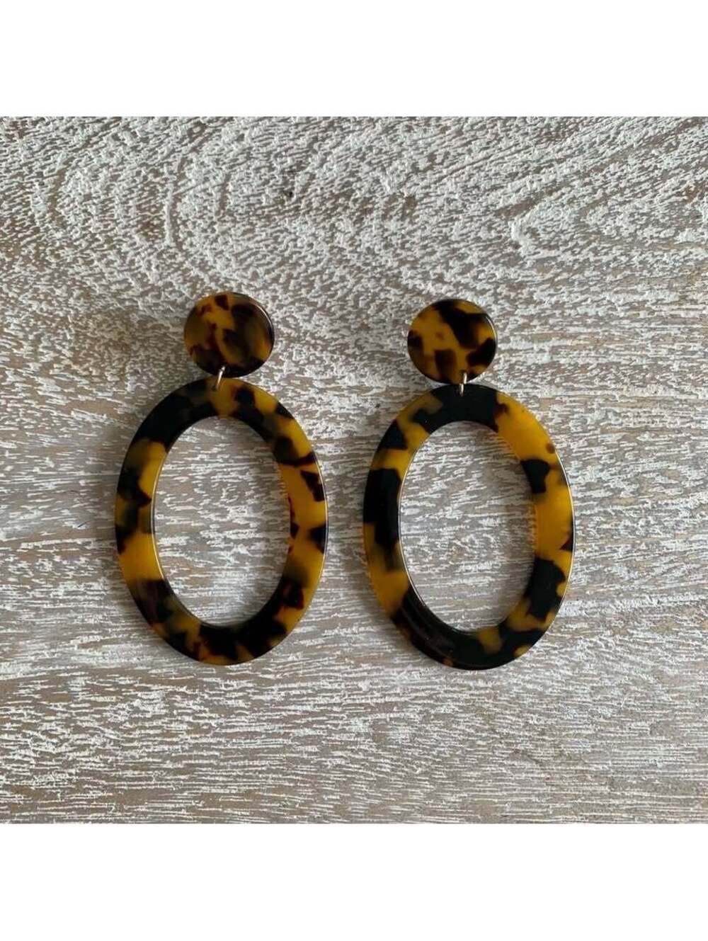 Tortoise Shell Oval Statement Earrings